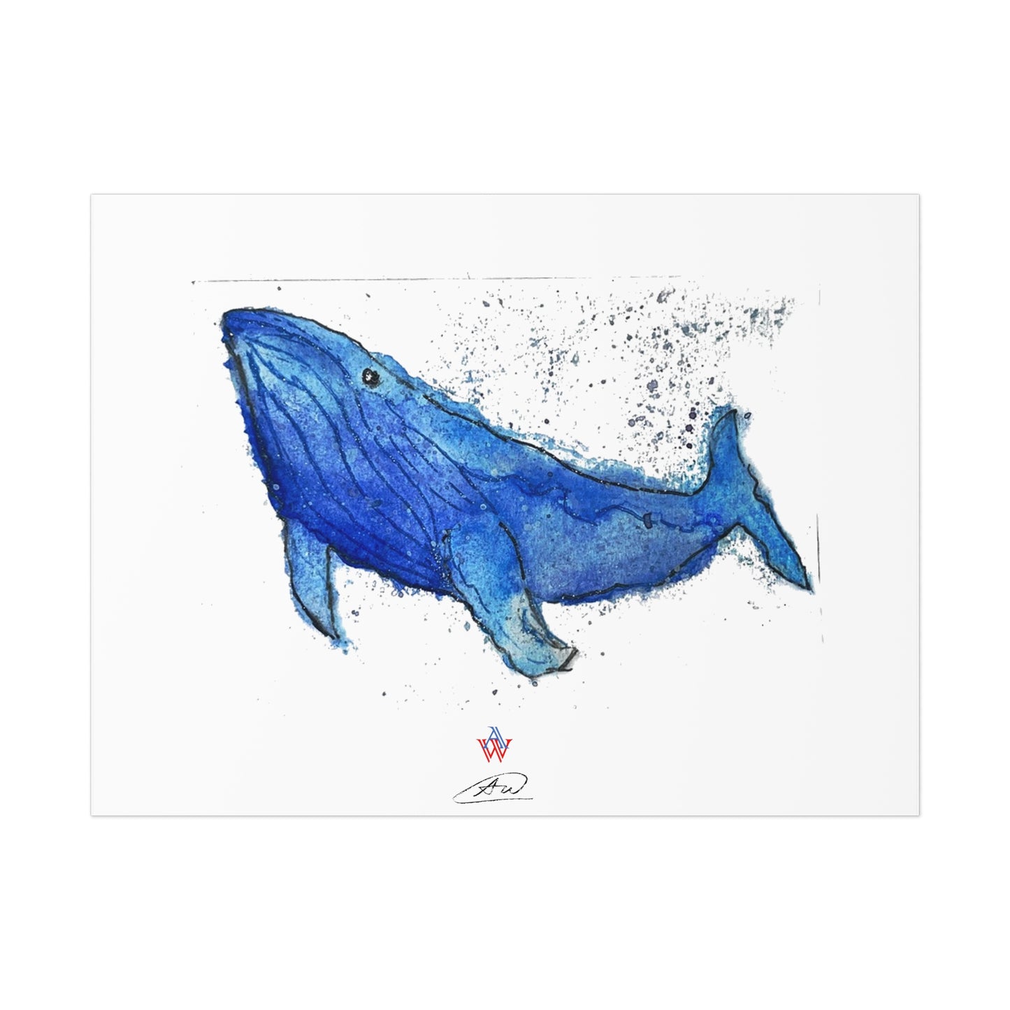 paint print x 'BLUE WHALE' watercolor