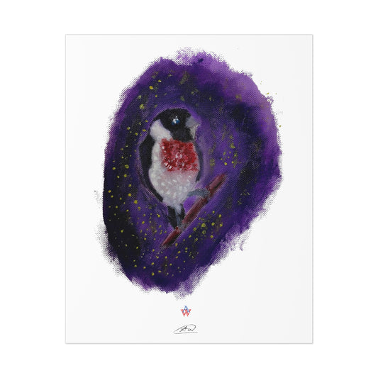 paint print x 'SPECKLED RED BIRD' acrylic